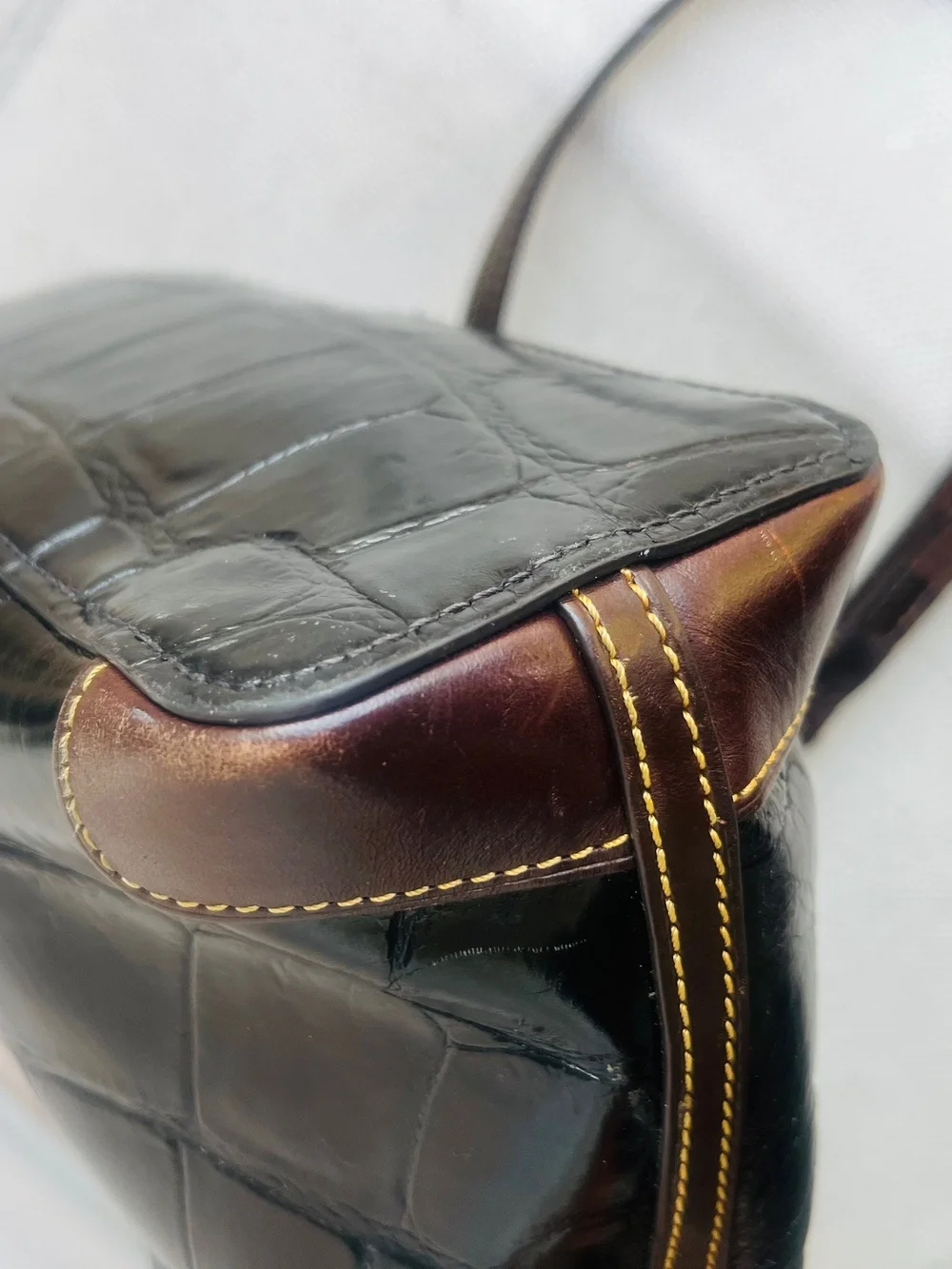 Dooney & Bourke Black Croc-Embossed Leather Messenger Bag